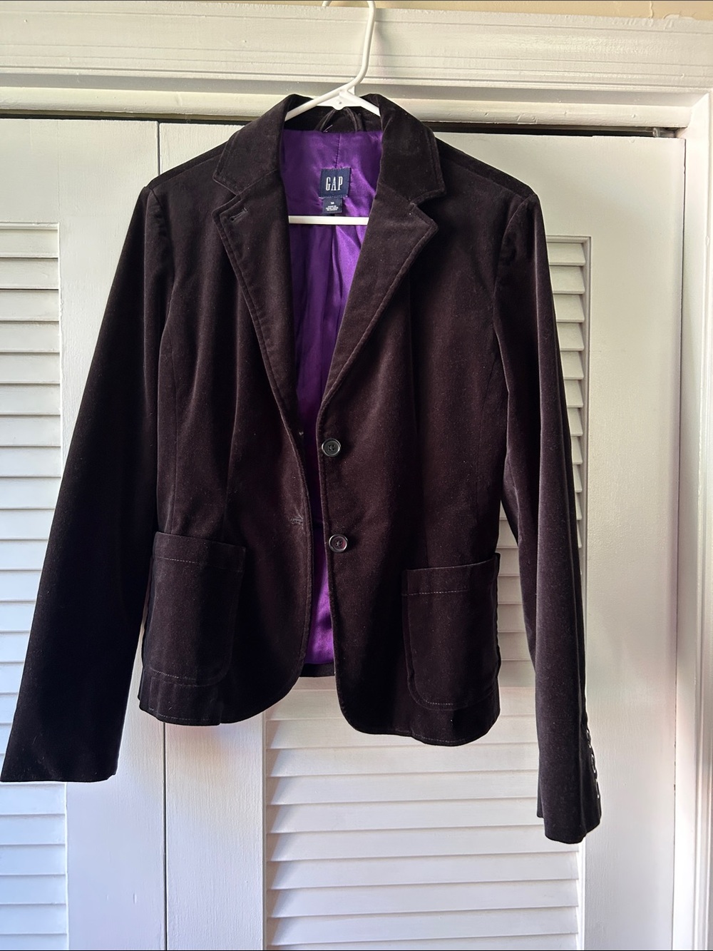 GAP Women's Dark purple Velvet Blazer with Purple Lining